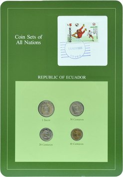 Ecuador Coin Set 1946-1985 UNC 10, 20, 50 Centavos, 1 Sucre and 1 Mark Booklet