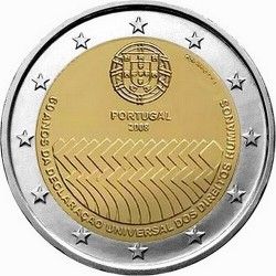 Portugal 2 euro 2008 "60 years of the Declaration of Human Rights" UNC (KM # 784)