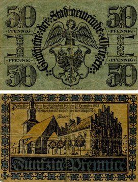 Banknote Germany Notgeld 50 pfennig 1919 F-VF Wriezen