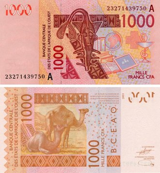 Західна Африка 1000 франків 2003 (2023) UNC A Кот-д'Івуар(Pnew) Б17845 фото