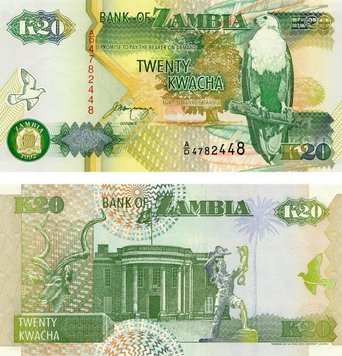 Zambia 20 kwacha 1992 UNC (P36)