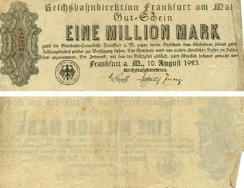 Banknote Germany Notgeld 1,000,000 marks 1923 F-VF Frankfurt