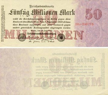 Banknote Germany 50000000 marks 1923 AU-UNC (P98)