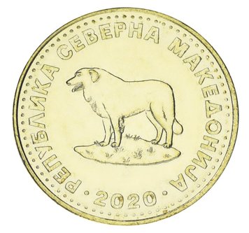 North Macedonia 1 denar 2020 UNC Dog - Shepherd