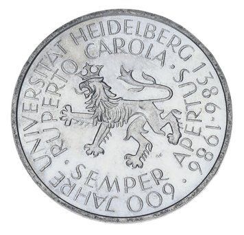 Монета Німеччина 5 марок 1986 VF-AU Гейдельберзький університет М21108 фото