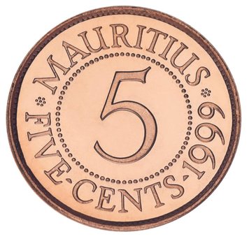 Mauritius 5 cents 1999 UNC