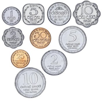 Sri Lanka set of 10 coins 1978-2009 UNC 1, 2, 5, 10, 25, 50 cents, 1, 2, 5, 10 rupees