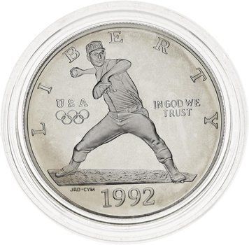 Coin USA 1 dollar 1992 Silver S Proof XXV Summer Olympic Games in Barcelona Baseball (KM # 234)