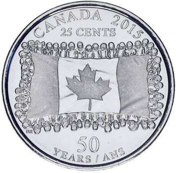 Canada 25 cents 2015 "50th Anniversary of the Flag of Canada" UNC