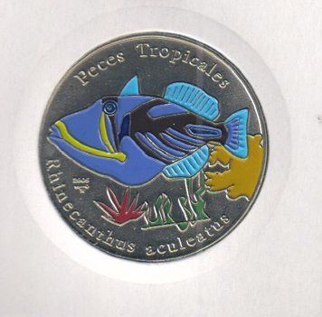 Куба 1 песо 2005 &laquo;Тропические рыбы - Расписной спинорог&raquo; UNC (KM#868) М06903 фото
