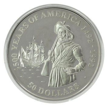 Монета Острови Кука 50 доларів 1990 Срібло Proof 500 років Відкриттю Америки &ndash; Генрі Гадсон М22603 фото