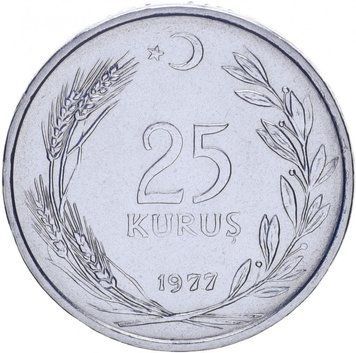 Монета Туреччина 25 курушів 1977 UNC М10230 фото