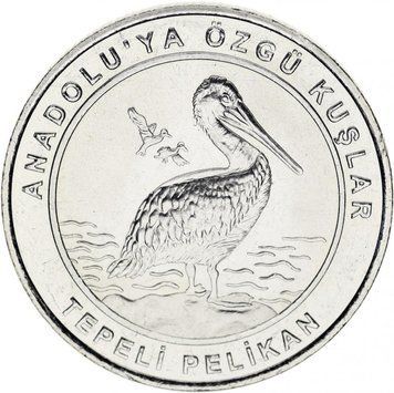 Coin Turkey 1 kurush 2018 UNC "Birds of Turkey - Dalmatian Pelican"