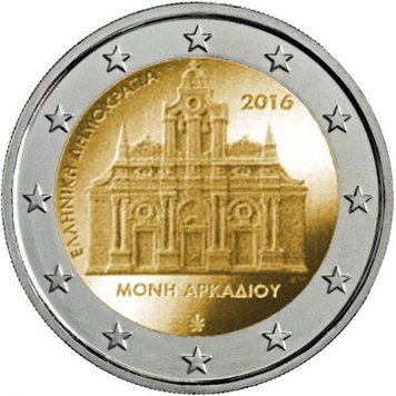 Греція 2 євро 2016 «Монастир Аркаді на Криті» UNC (KM#281) М05752 фото