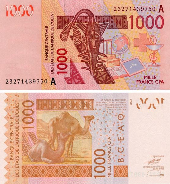 Западная Африка 1000 франков 2003 (2023) UNC A Кот-д'Ивуар(Pnew) Б17845 фото