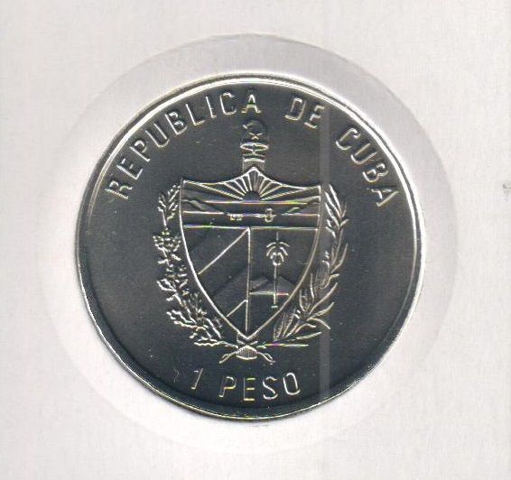 Куба 1 песо 2005 &laquo;Тропические рыбы - Расписной спинорог&raquo; UNC (KM#868) М06903 фото
