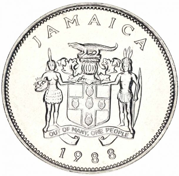 Jamaica 20 cents 1988 AU-UNC