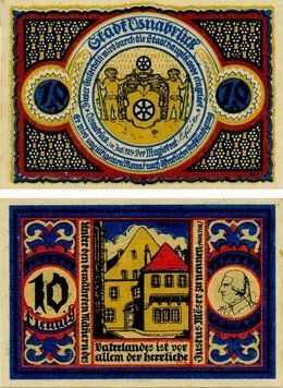 Banknote Germany Notgeld 10 pfennigs 1921 F-VF Osnabr&uuml;ck
