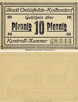 Banknote Germany Notgeld 10 pfennig F-VF Ebiesfelde