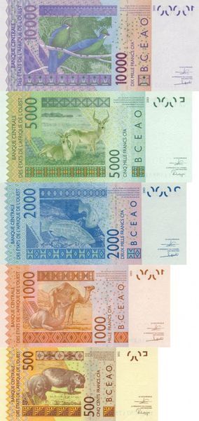 Західна Африка набір з 5 банкнот 2018-2019 (серії 2002-2012) D Малі UNC (Pnew) Б12319 фото