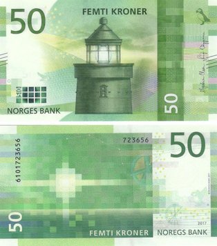 Норвегия 50 крон 2017 UNC (P53) Б11077 фото