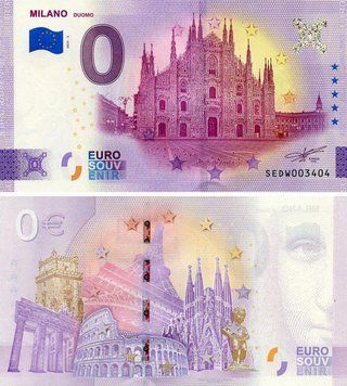 Банкнота Італія 0 ЄВРО 2025 UNC Мілан &ndash; Міланський собор Б22023 фото