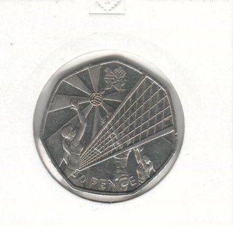 Монета Великобританія 50 пенсів 2011 &laquo;Олімпіада 2012 - Волейбол&raquo; VF (KM#1181) М07252 фото