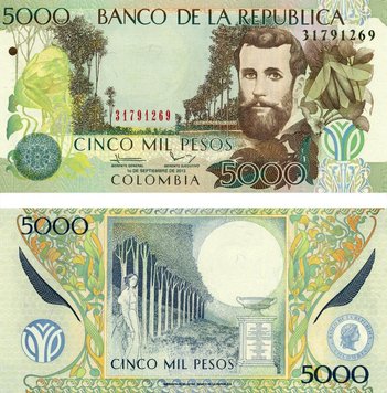 Colombia 5,000 pesos 2013 UNC (P452o)