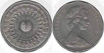Australia 50 cents 1977 Silver Jubilee VF (KM # 70)