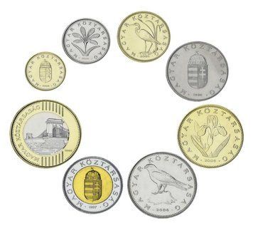 Набір монет Угорщина набір з 8 монет 1996-2006 UNC 1, 2, 5, 10, 20, 50, 100, 200 форинтів М20867 фото