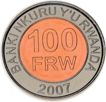 Rwanda 100 Francs 2007 Bimetal UNC (KM # 32)