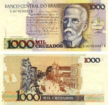 Banknote Brazil 1000 Cruzado 1987-1988 UNC (P213)