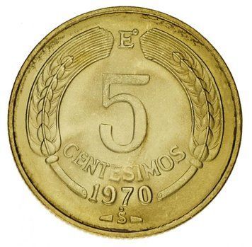 Чилі 5 сентесімо 1970 AU-UNC Кондор М14145 фото