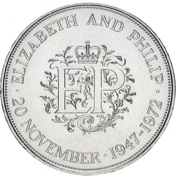 United Kingdom 1 crown 1972 "25th wedding anniversary of Queen Elizabeth II and Prince Philip" F-VF (KM # 917)