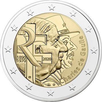 Монета Франція 2 євро 2020 Біметал UNC Шарль де Голль М13014 фото