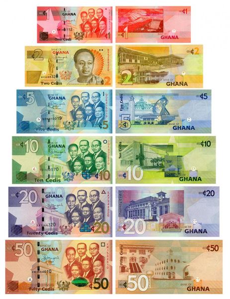 Ghana set of 6 banknotes 2014-2015 UNC