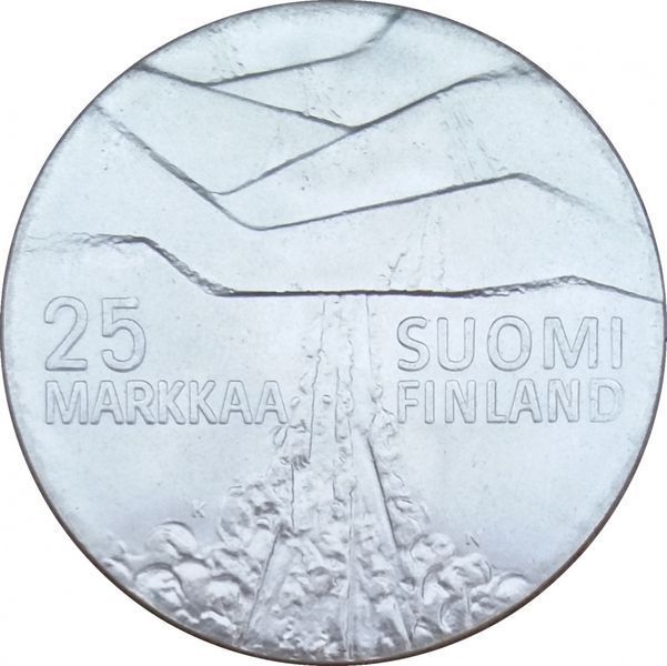 Монета Финляндия 25 марок 1978 &laquo;Спорт. Лыжи. Лыжник&raquo; Серебро AU-UNC (KM#56) М09558 фото