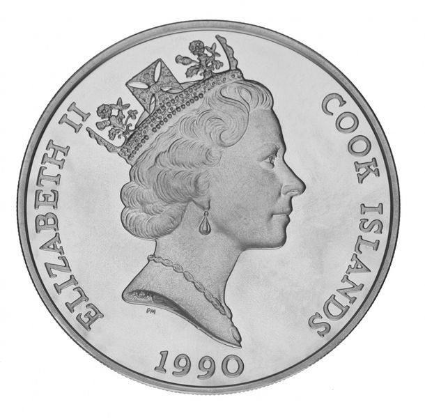 Монета Острова Кука 50 долларов 1990 Серебро Proof Вымирающие виды животных - Коала М14909 фото