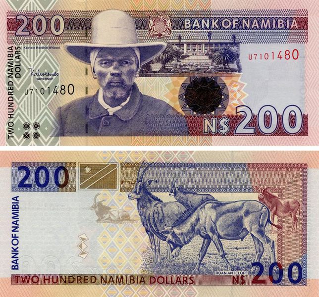 Namibia $ 200 1997 UNC Animals - Antelopes (P10b)