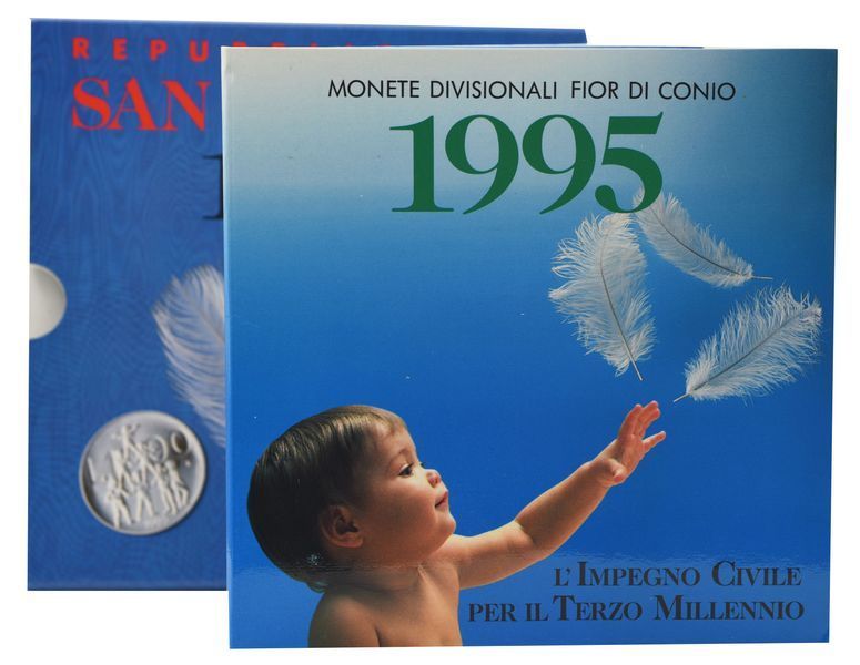 Набор монет Сан-Марино набор из 10 монет 1995 UNC 1, 2, 5, 10, 20, 50, 100, 200, 500, 1000 лир (серебро) М23381 фото