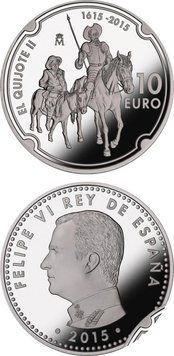 Іспанія 10 євро 2015 &laquo;Дон Кіхот&raquo; Срібло UNC (KM#1347) М04897 фото