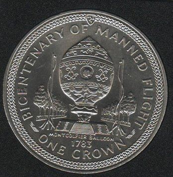 Coin Isle of Man 1 crown 1983 UNC Balloon. Hot shoe (KM#103)