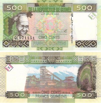 Гвінея 500 франків 2015 UNC (P47) Б09087 фото