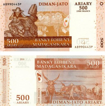 Мадагаскар 500 ариари 2004 UNC (P88) Б07720 фото