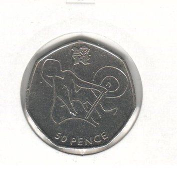 Великобританія 50 пенсів 2011 &laquo;Олімпіада 2012 - Важка атлетика&raquo; VF (KM#1186) М07253 фото