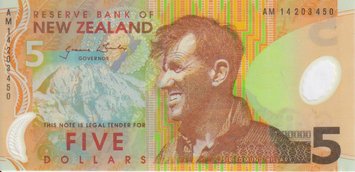 New Zealand 5 dollars 2005 UNC (P185)