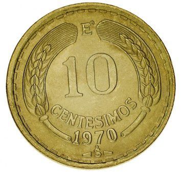Чилі 10 сентесімо 1970 AU-UNC Кондор М14146 фото