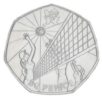 Монета Великобританія 50 пенсів 2011 UNC XXX Літні Олімпійські ігри 2012 у Лондоні - Волейбол М20920 фото