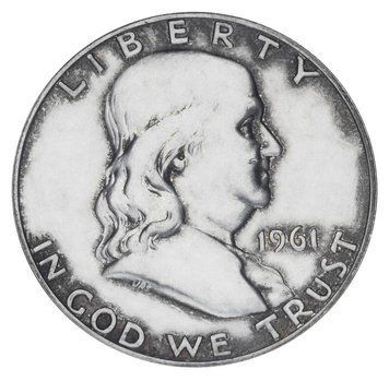Монета США 50 центів (халф) 1961 Срібло F-VF Бенджамін Франклін (Ag 900, 12,5 грам) М19911 фото