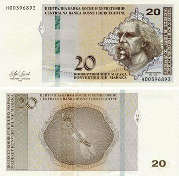 Банкнота Босния и Герцеговина 20 марок 2019 UNC Кириллица-Латиница (P83) Б17916 фото